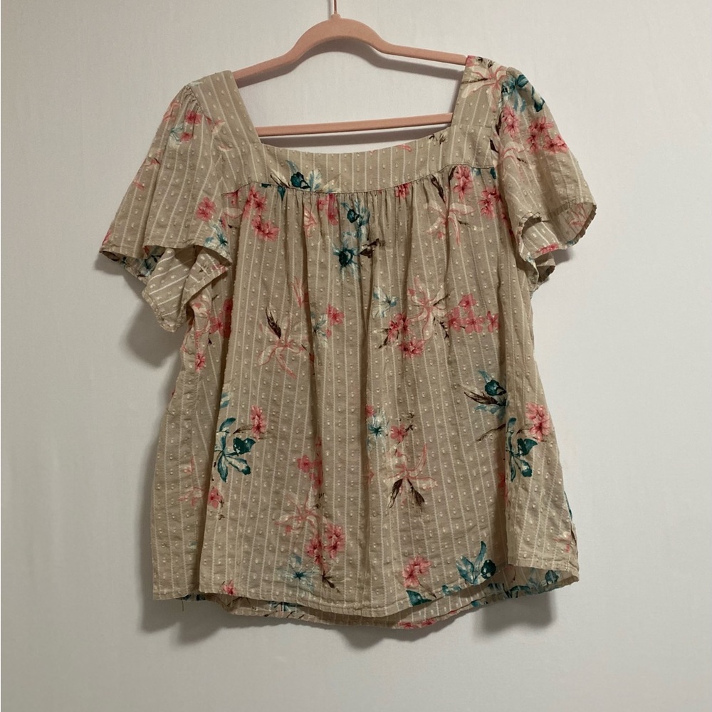 torrid Beige Floral Square-Neck Tunic